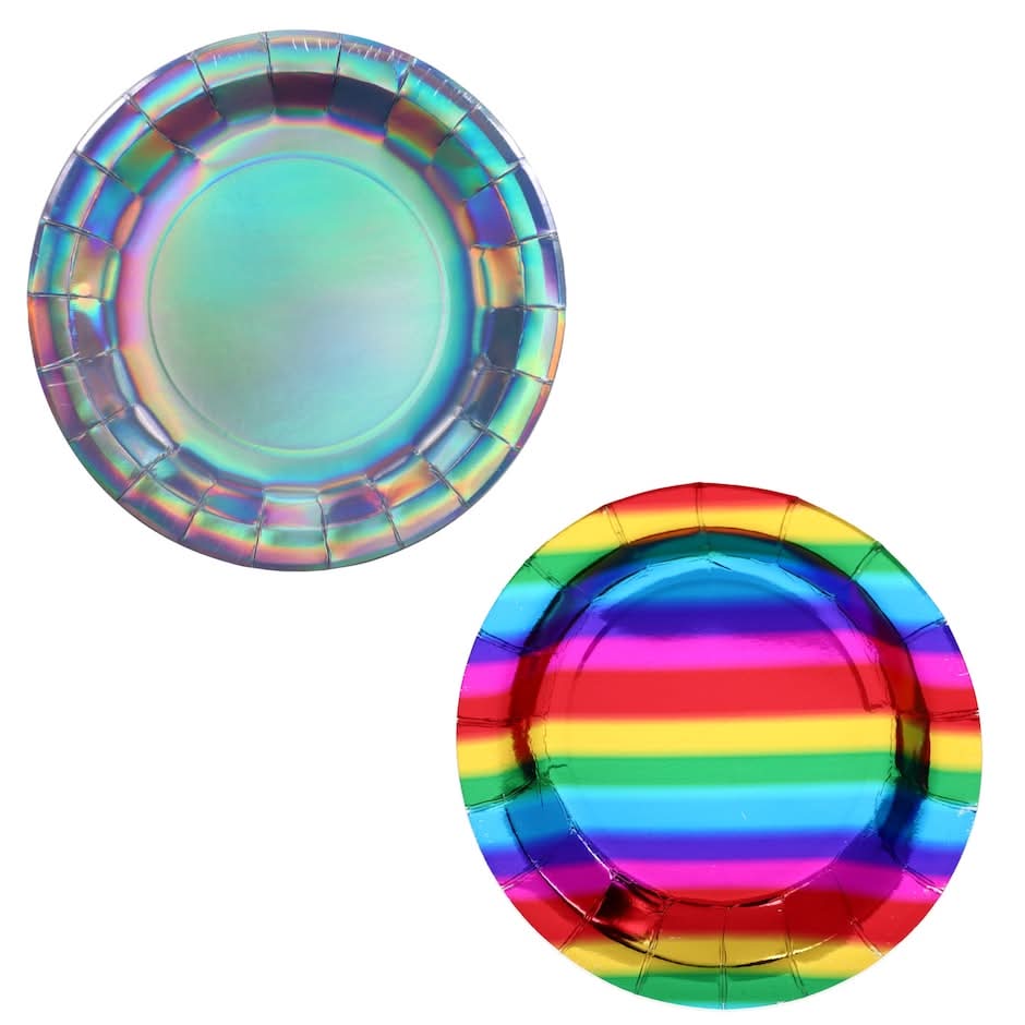 Metallic and Iridescent Rainbow Party Plates, 20-ct. Pack