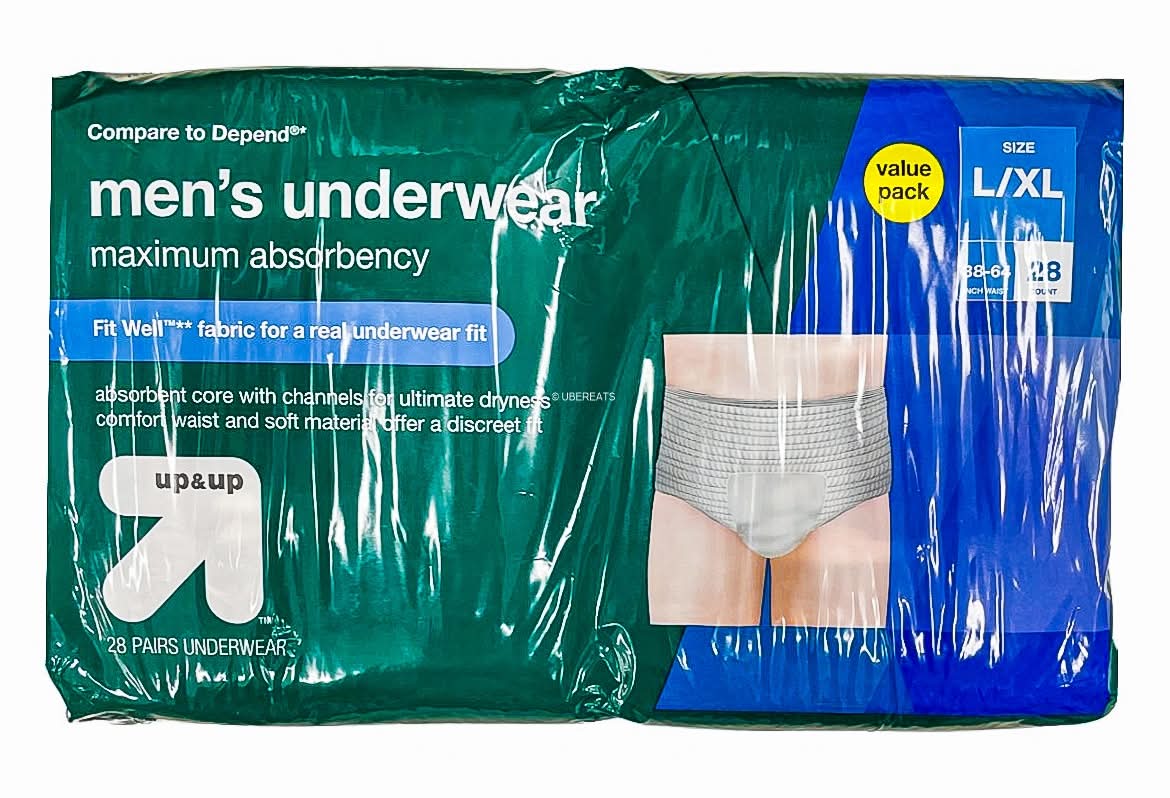 up&up Maximum Absorbency Incontinence Underwear, Men, L-XL (28 ct)