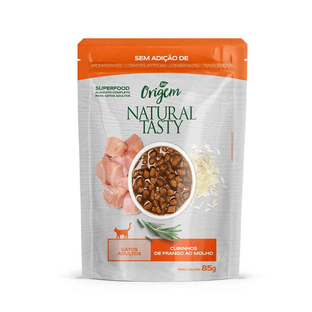 Origem natural alimento úmido tasty sabor cubinhos de frango ao molho para gatos adultos (pacote 85g)