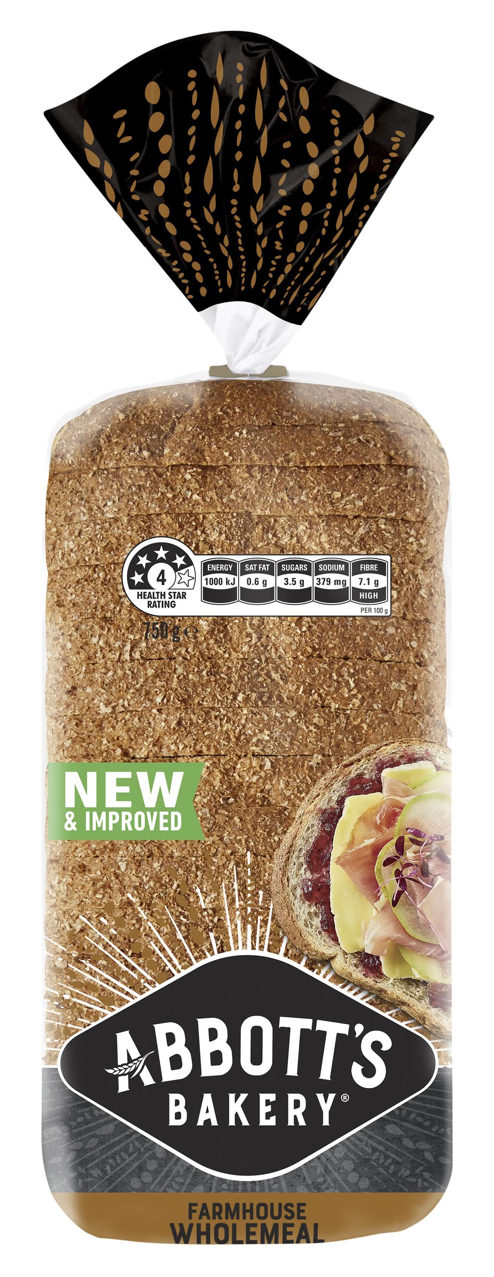 Abbott’s Bakery Farmhouse Wholemeal Sliced Bread (750g)