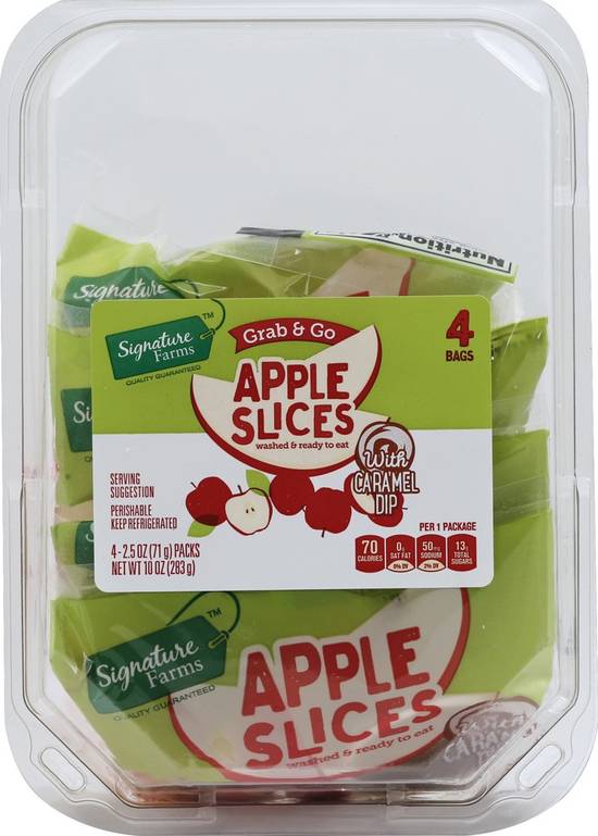 Order Signature Farms · Apple Slices with Caramel Dip (4 x 2.5 oz) food online from Safeway store, Eureka on bringmethat.com