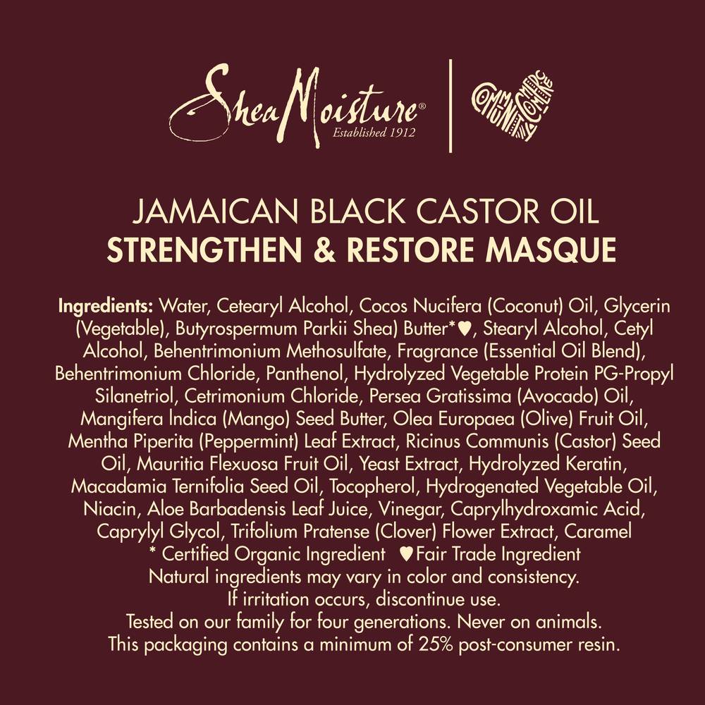 SheaMoisture Jamaican Black Oil Strengthen Grow and Restore Masque, Castor (12 oz)