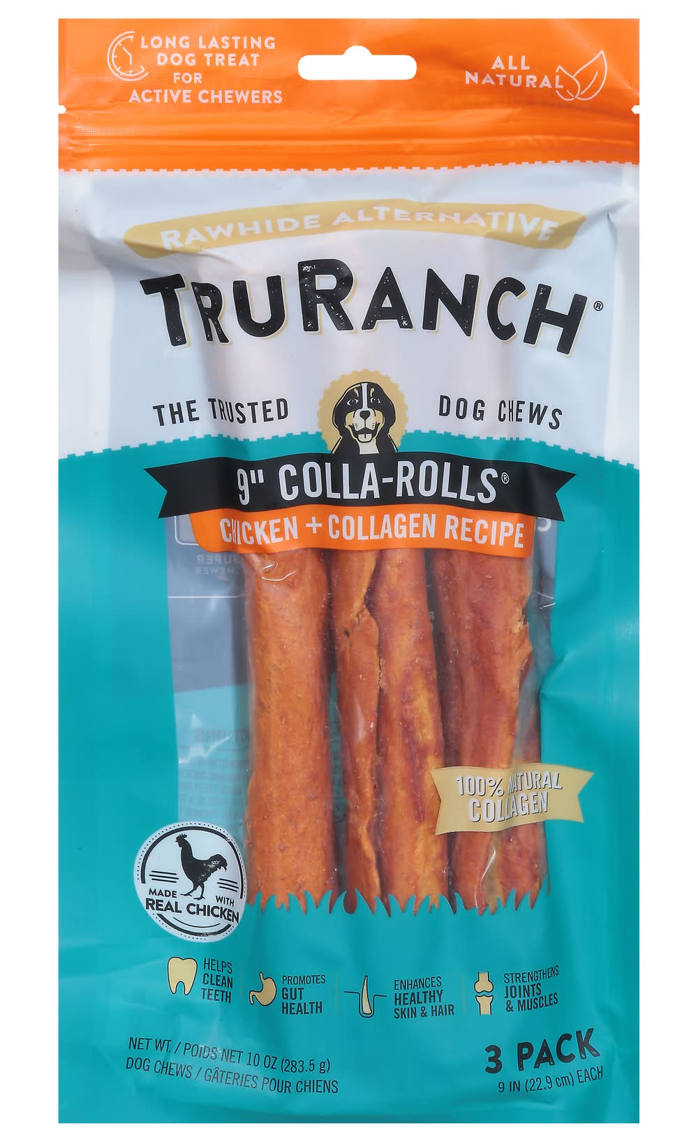TruRanch Collagen Rolls Dog Chews, 9 in (10 oz, 3 ct)