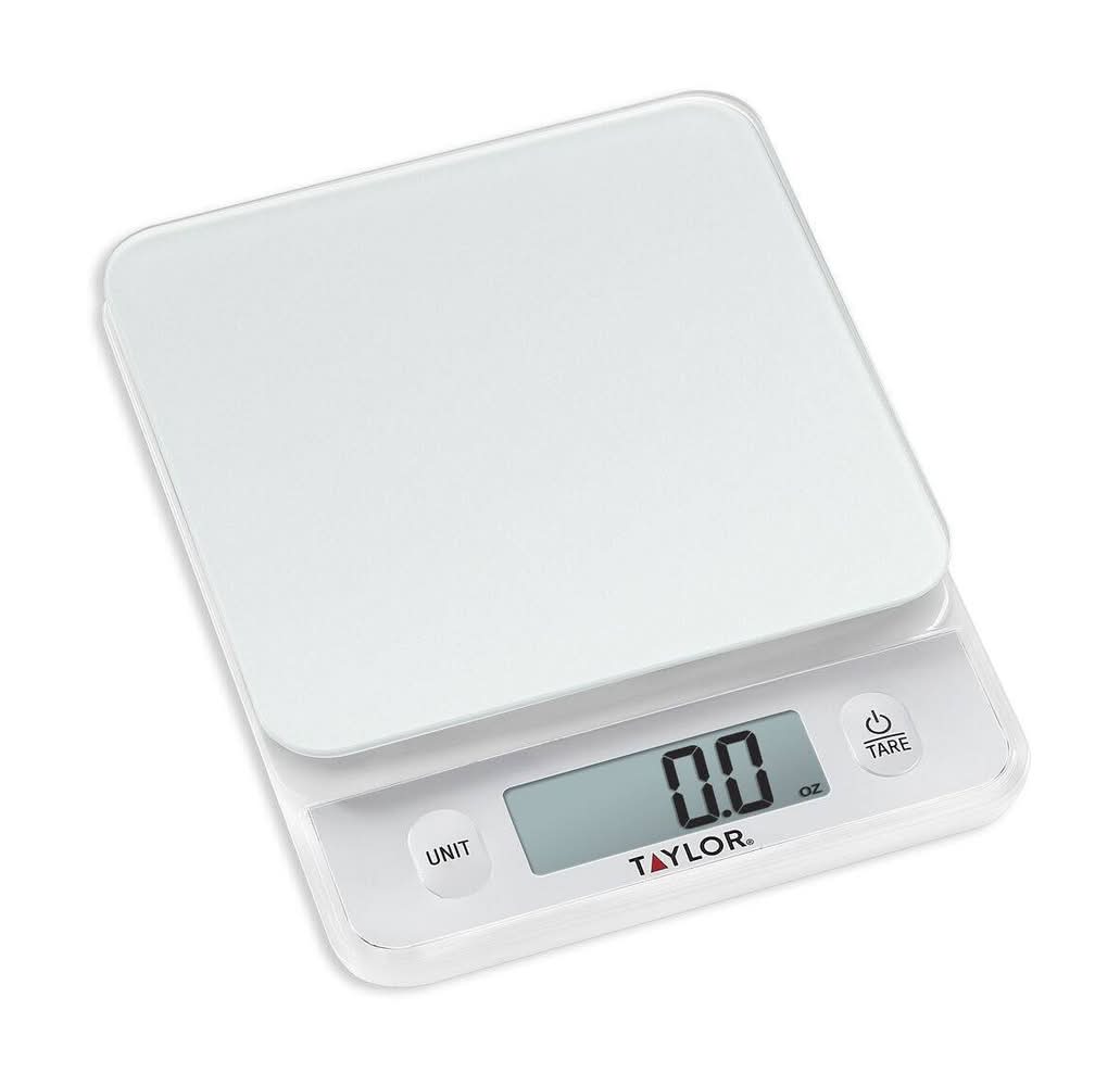 Taylor Glass Top Digital Food Scale With Touch Control Buttons, Silver