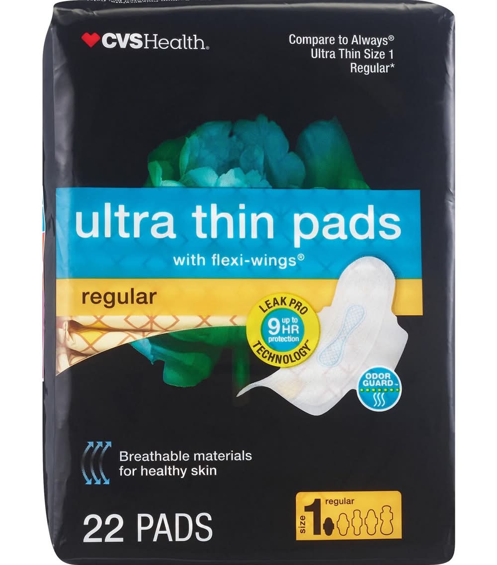 Cvs Ultra Thin Pads With Wings, Regular, 18 Ct