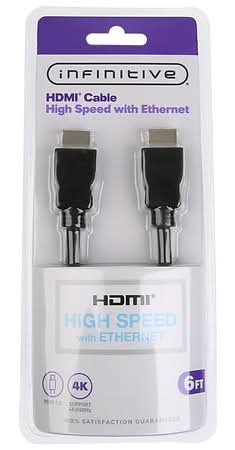 Infinitive High Speed With Ethernet Hdmi Cable, 6 ft, Black