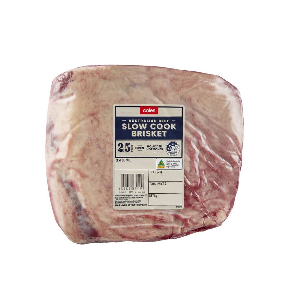 Coles No Added Hormone Beef Brisket Slow Cook approx. 1.4kg