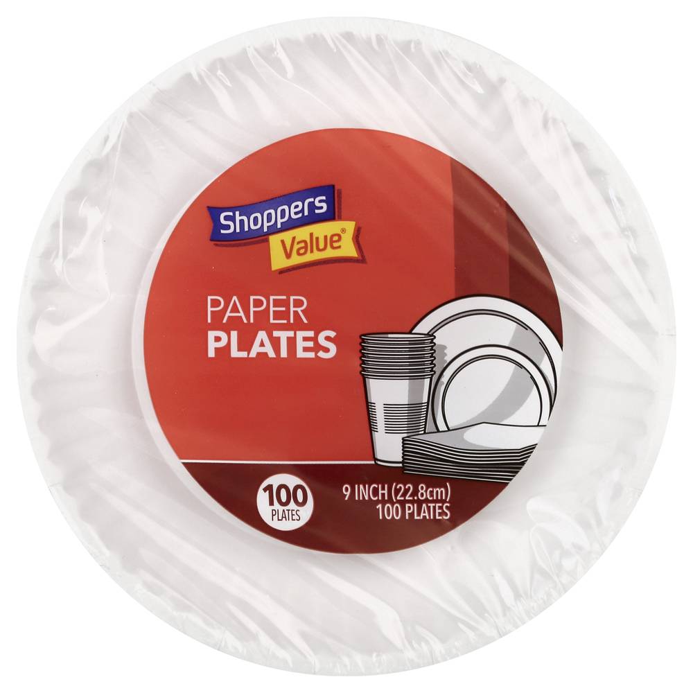 Shoppers Value 9 in Paper Plates (100 ct)