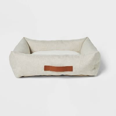 Boots & Barkley Neutral 4-sided Bolster Dog Bed, M, Cream