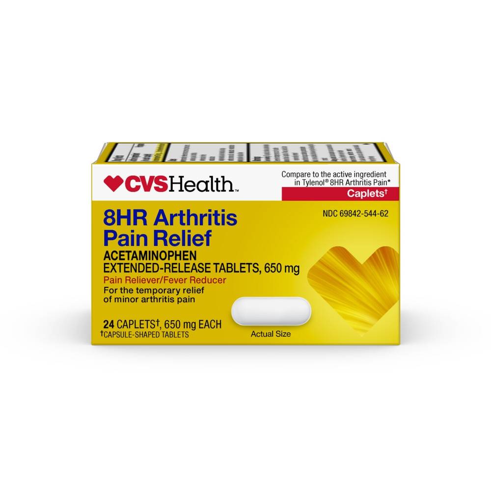 CVS Health, 8HR Arthritis Pain Relief Acetaminophen, 650mg Caplets, 24 CT