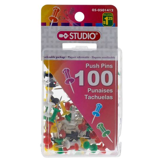 Studio Push Pins 100pack (Assorted Colours) (##)