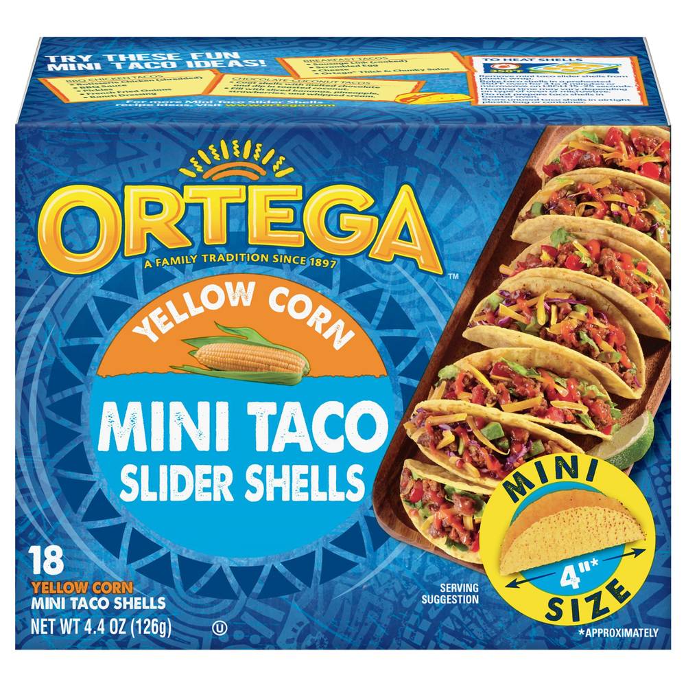 Ortega Yellow Corn Mini Taco Slider Shells (4.4 oz, 18 ct)