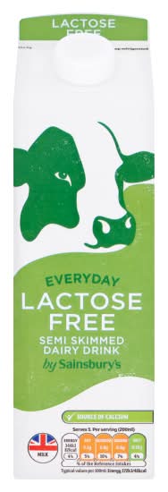 Sainsbury's Everyday Lactose Free Semi Skimmed Dairy Drink (1L)