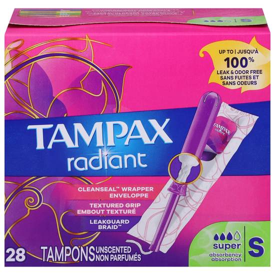 Tampax Unscented Super Absorbency Tampons (28 ct)