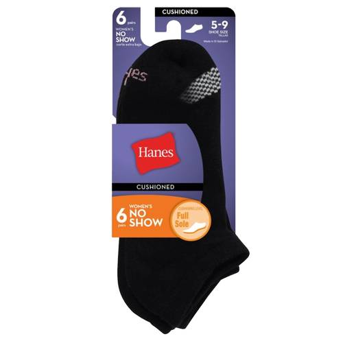 Hanes Women's Cool Comfort No Show Socks (5-9) (black )