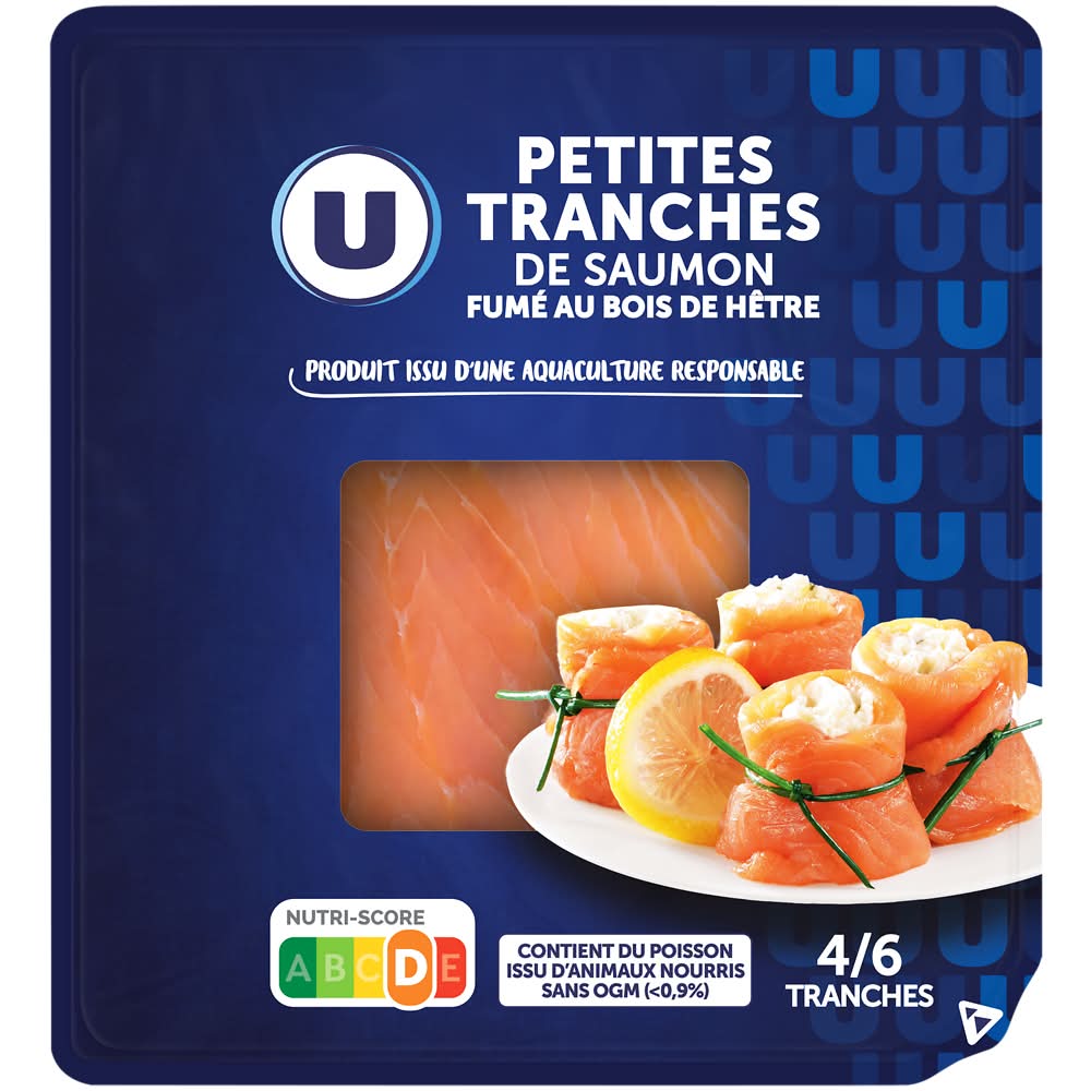 Les Produits U - Saumon fumé atlantique petites tranches (150g)