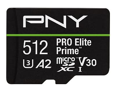 PNY PRO Elite Prime 512GB microSDXC Memory Card with Adapter, Class 10, UHS-I, V30 (P-SDU512V32200PEP-GE)