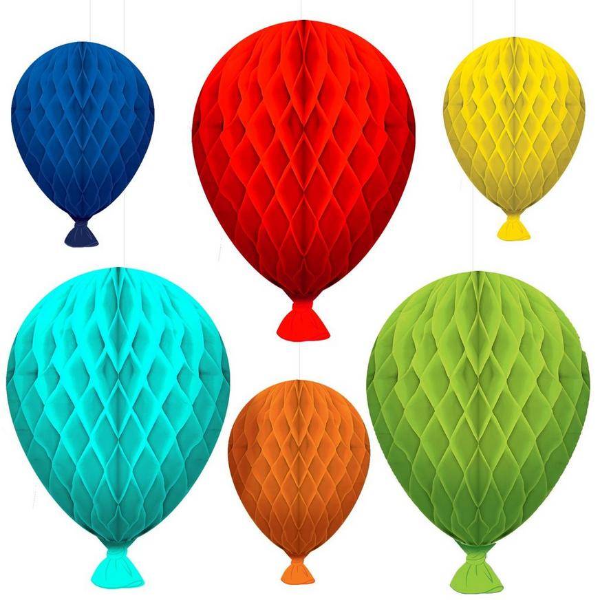 Party City Birthday Balloons Honeycomb Decorations, Multi (6 ct)