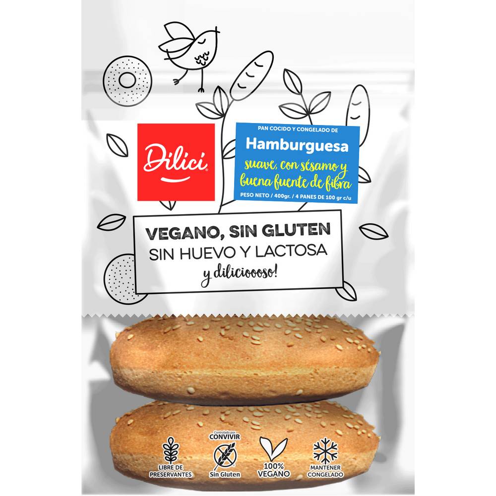 Dilici · Pan hamburguesa vegano (400 g)