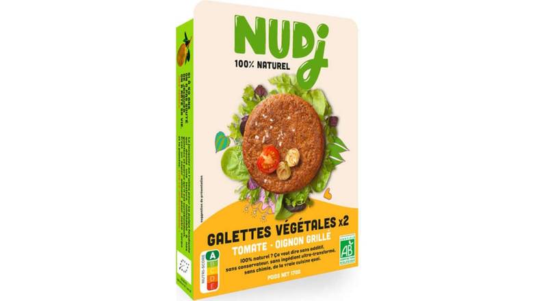 Nudj - Galettes végétales natures bio (tomate - oignon grillé)