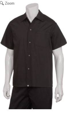 Utility Shirt, short sleeves, metal snaps, left chest patch pocket, classic fit, 65/35 poly/cotton, black, small