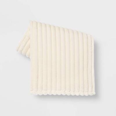 Room Essentials Ribbed Plush Throw Blanket, White