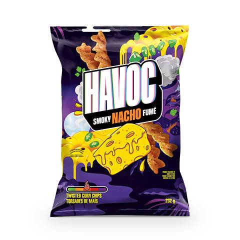 Havoc Smoky Nacho Twisted Corn Chips, 232 g