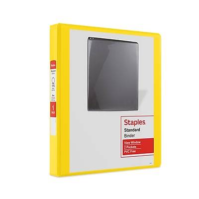 Staples 1 3-Ring View Binders, D-Ring, Yellow (58653)