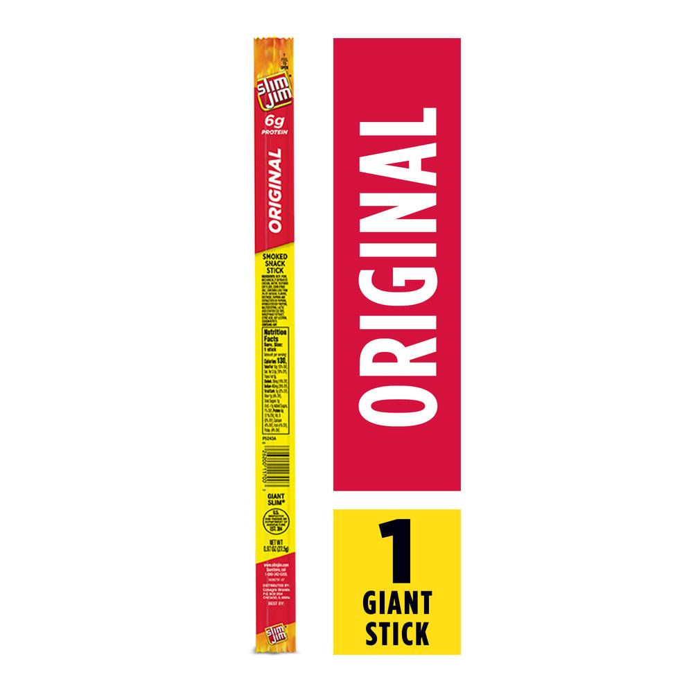 Slim Jim Giant Slim Smoked Snack Stick, Original (0.97 oz)