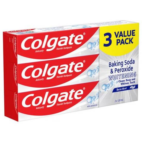 Colgate Baking Soda and Peroxide Whitening Toothpaste (3 u x 120 ml each)