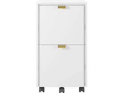 Whalen Breenly 2-Drawer Mobile Vertical File Cabinet, Letter/Legal Size, 28H x 16W x 20.63D, Off-White/Gold (SPUS-BRMF-WH)