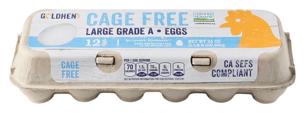 Goldhen Cage Free Grade a Eggs, L (24 oz, 12 ct)
