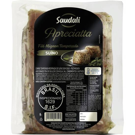 Saudali Filet mignon suíno temperado sem osso Apreciatta (embalagem: 700 g aprox)