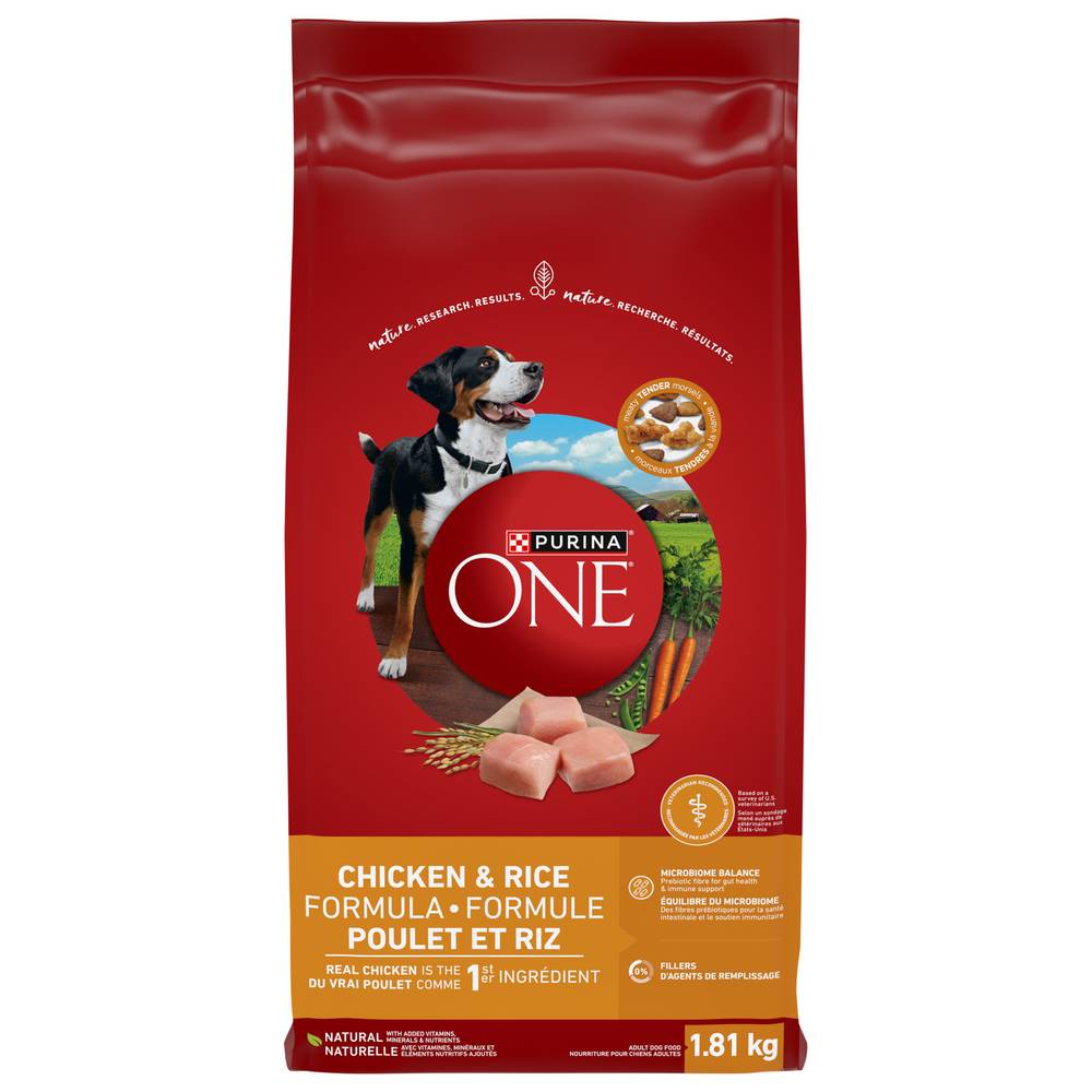 Purina One Chicken & Rice Formula Dry Dog Food (1.81 kg)