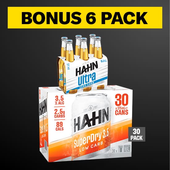 Bonus 6 pack with Hahn Super Dry 3.5 Block