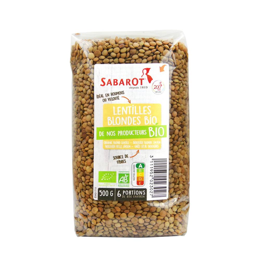 Sabarot - Lentilles blondes bio (500g)