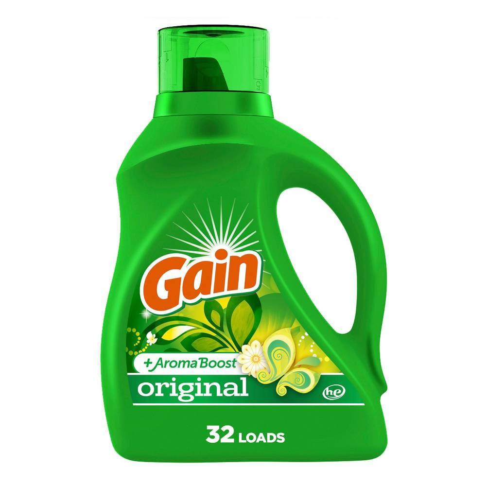 Gain + Aroma Boost Liquid Laundry Detergent, Original Scent, 32 loads, 46 oz
