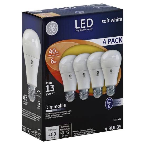 Ge Soft White Led A19 Light Bulbs (4 ct)