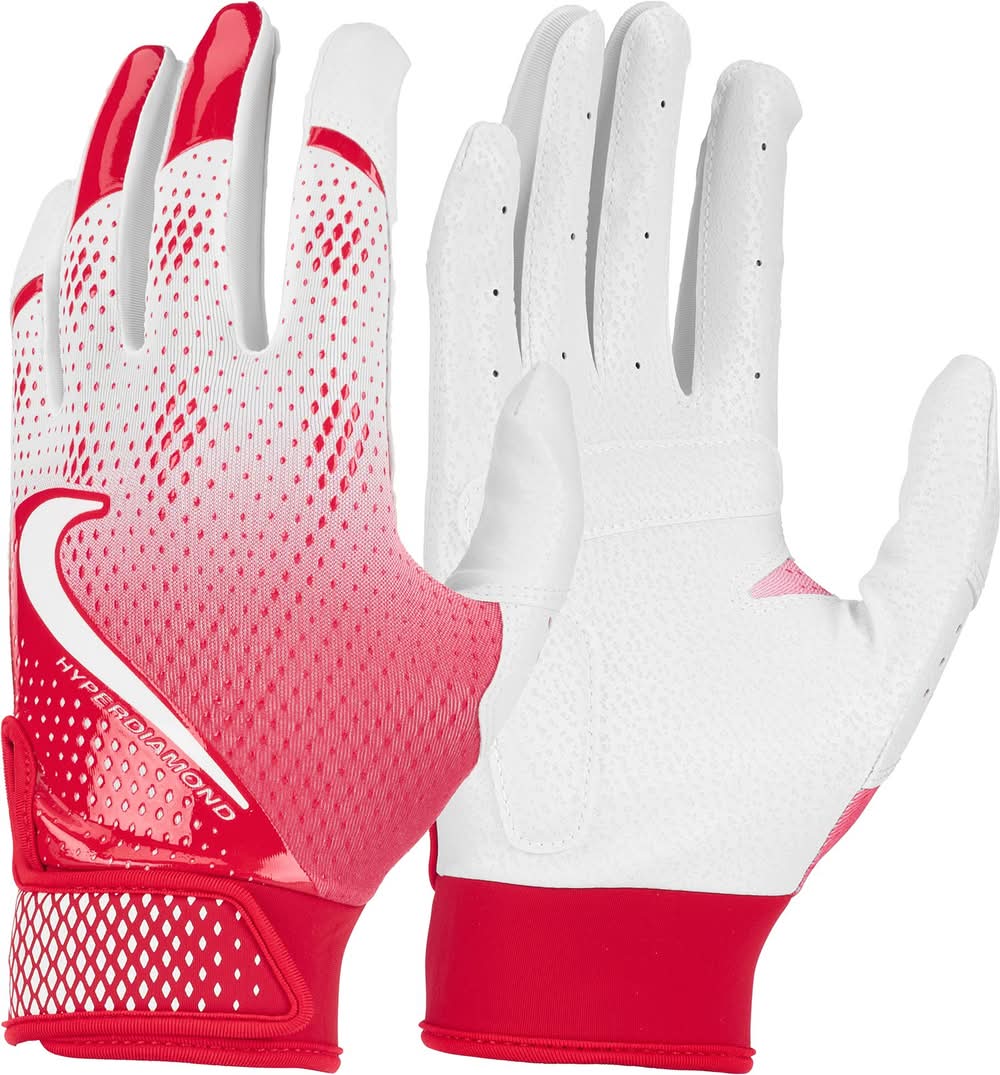 Nike Women's Hyperdiamond 3.0 Batting Gloves (Red, L)