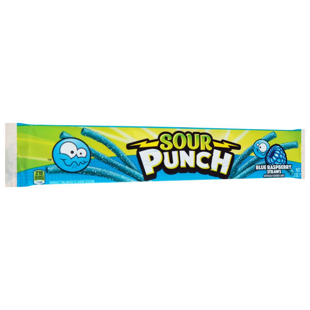 Sour Punch Candy, Blue Raspberry Straws (2 oz)