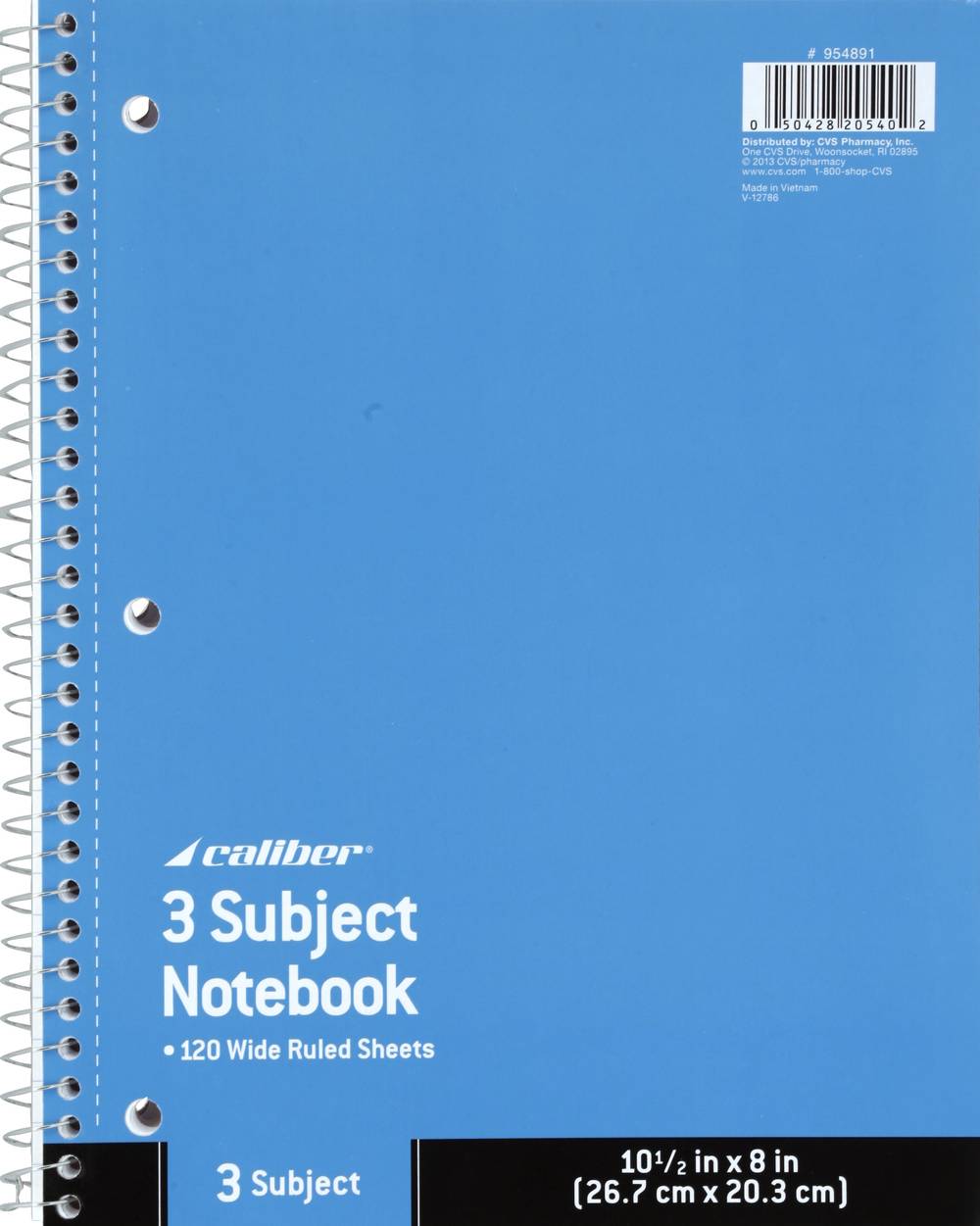 Caliber 3 Subject Notebook, 26.7 cm x20.3 cm