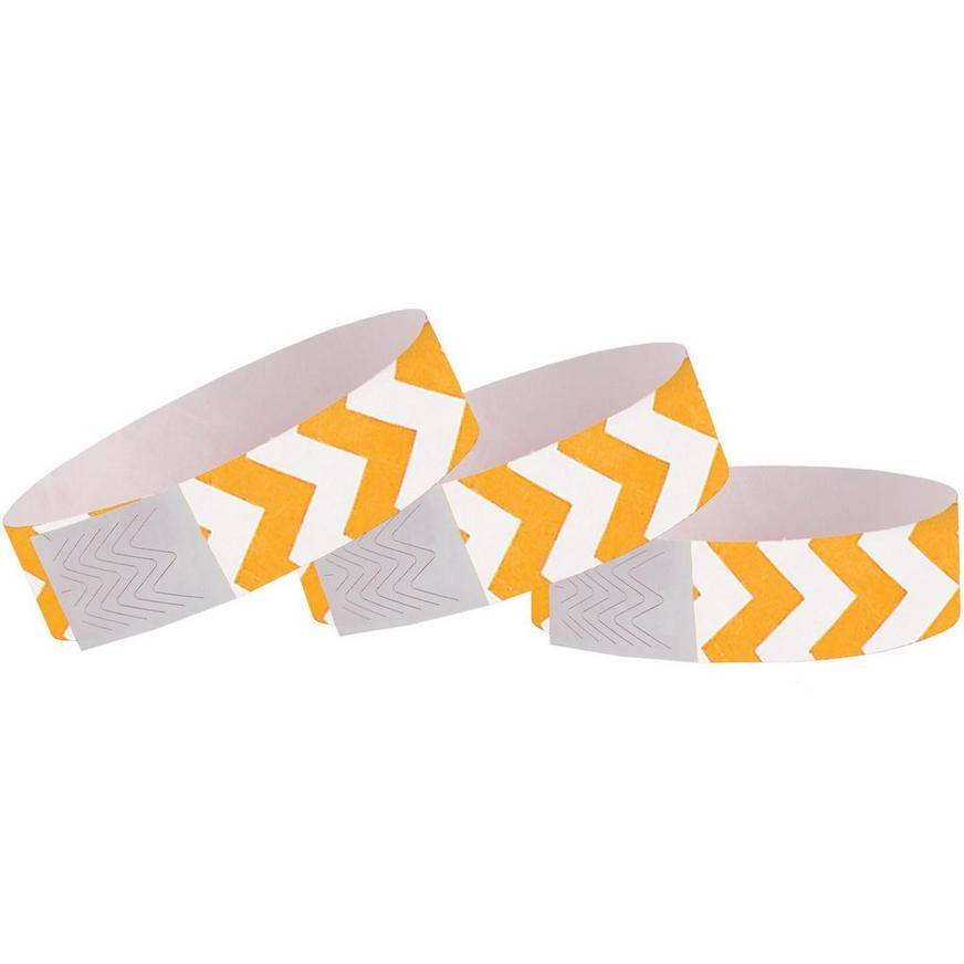 Orange Chevron Paper Wristbands, 500ct