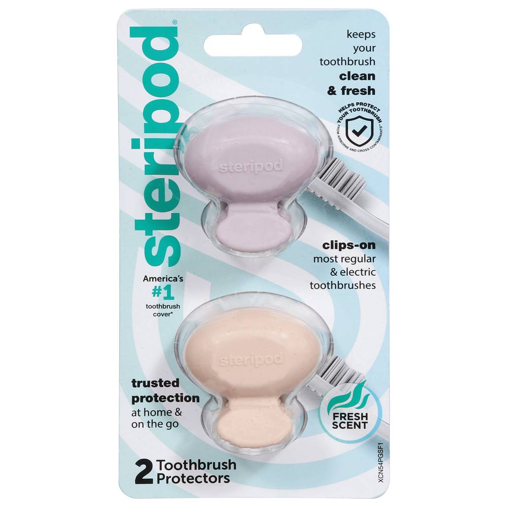 Steripod Clip on Toothbrush Protector Cover, Assorted (2 ct)