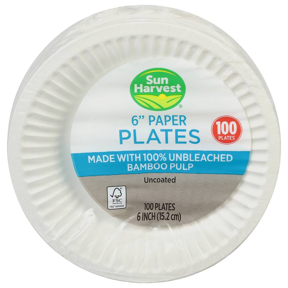 Sun Harvest Earth Friendly 6" Paper Plates (100 ct)