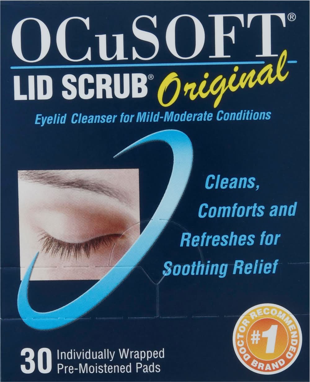 OCuSOFT Lid Scrub Original Eyelid Cleanser Pre-Moistened Pads (4.8 oz, 30 ct)