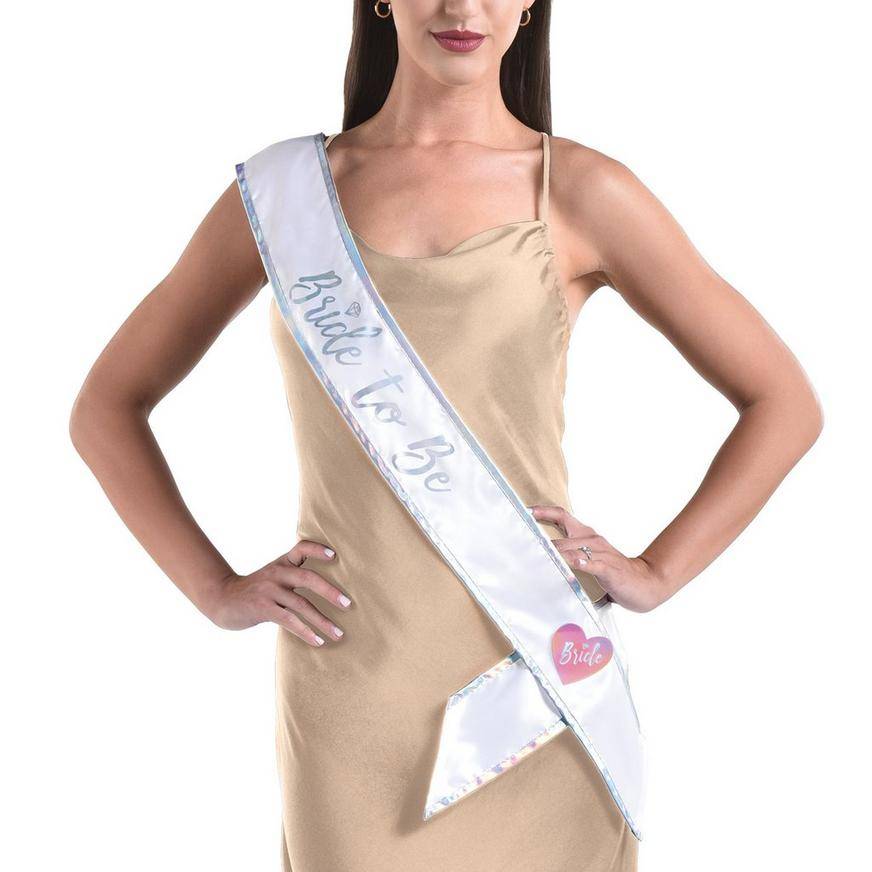 Party City Bride To Be Sash and Heart Pin (female/38"/silver-pink)