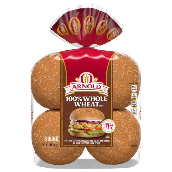 Arnold 100% Whole Wheat Burger Buns (8 ct)