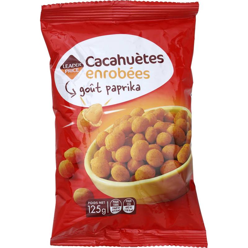 Leader Price - Cacahuètes enrobées, paprika (125g)