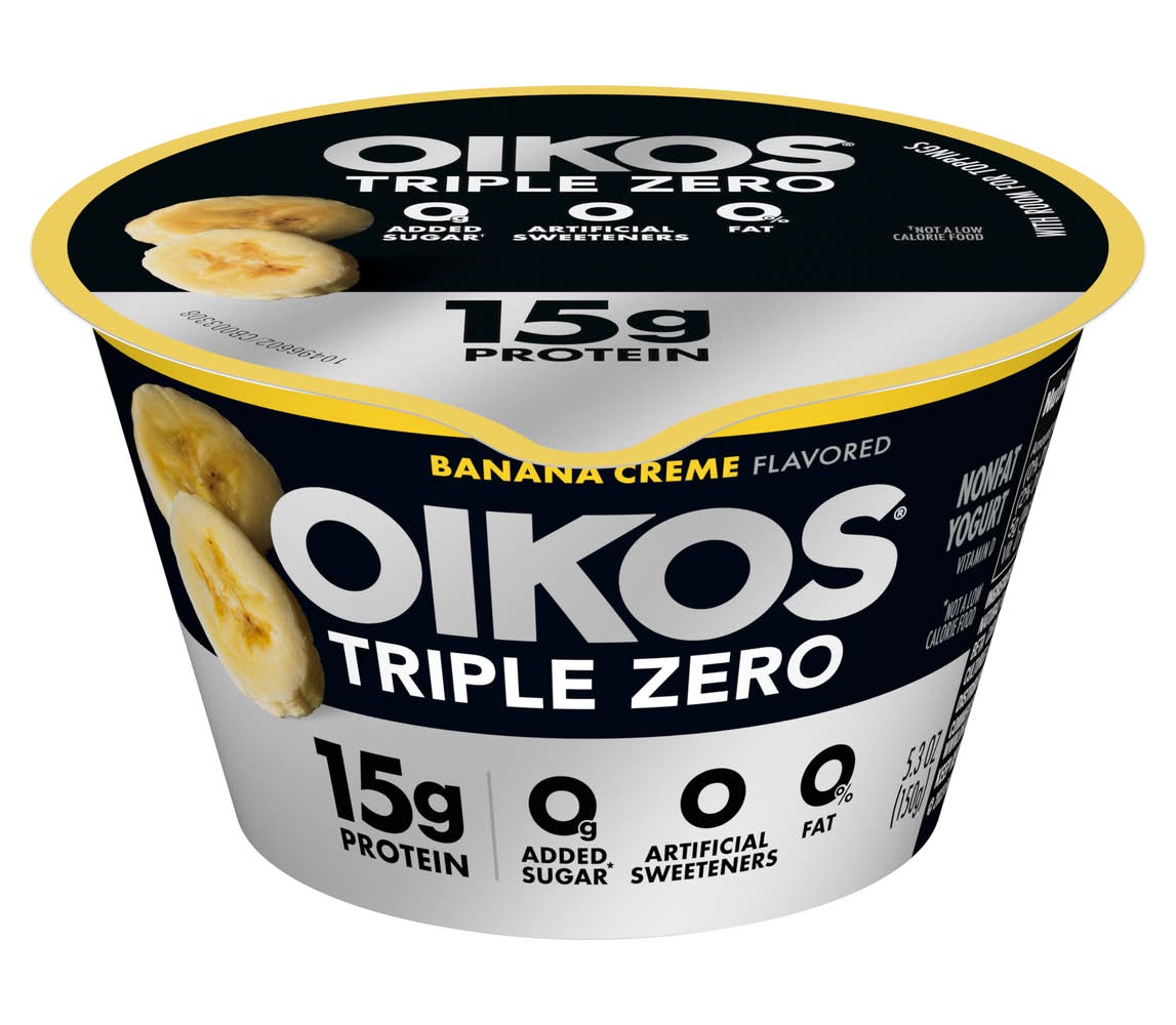 Oikos Triple Zero Nonfat Blended Greek Yogurt, Banana Crème (5.3 oz)