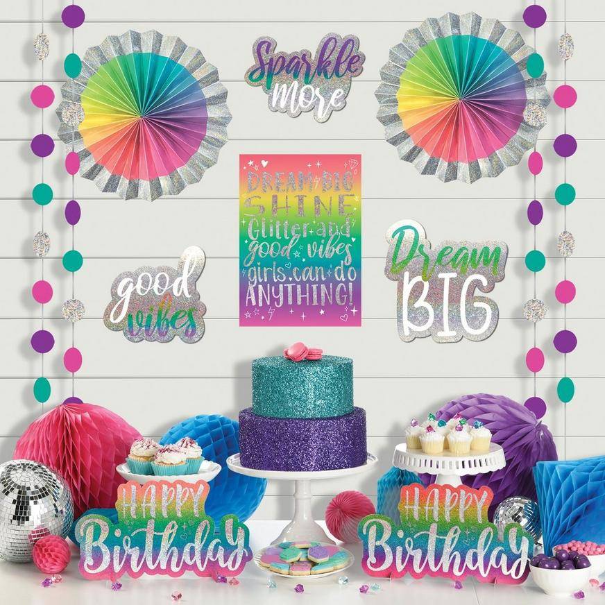 Party City Prismatic Sparkle Birthday Room Decorating Kit